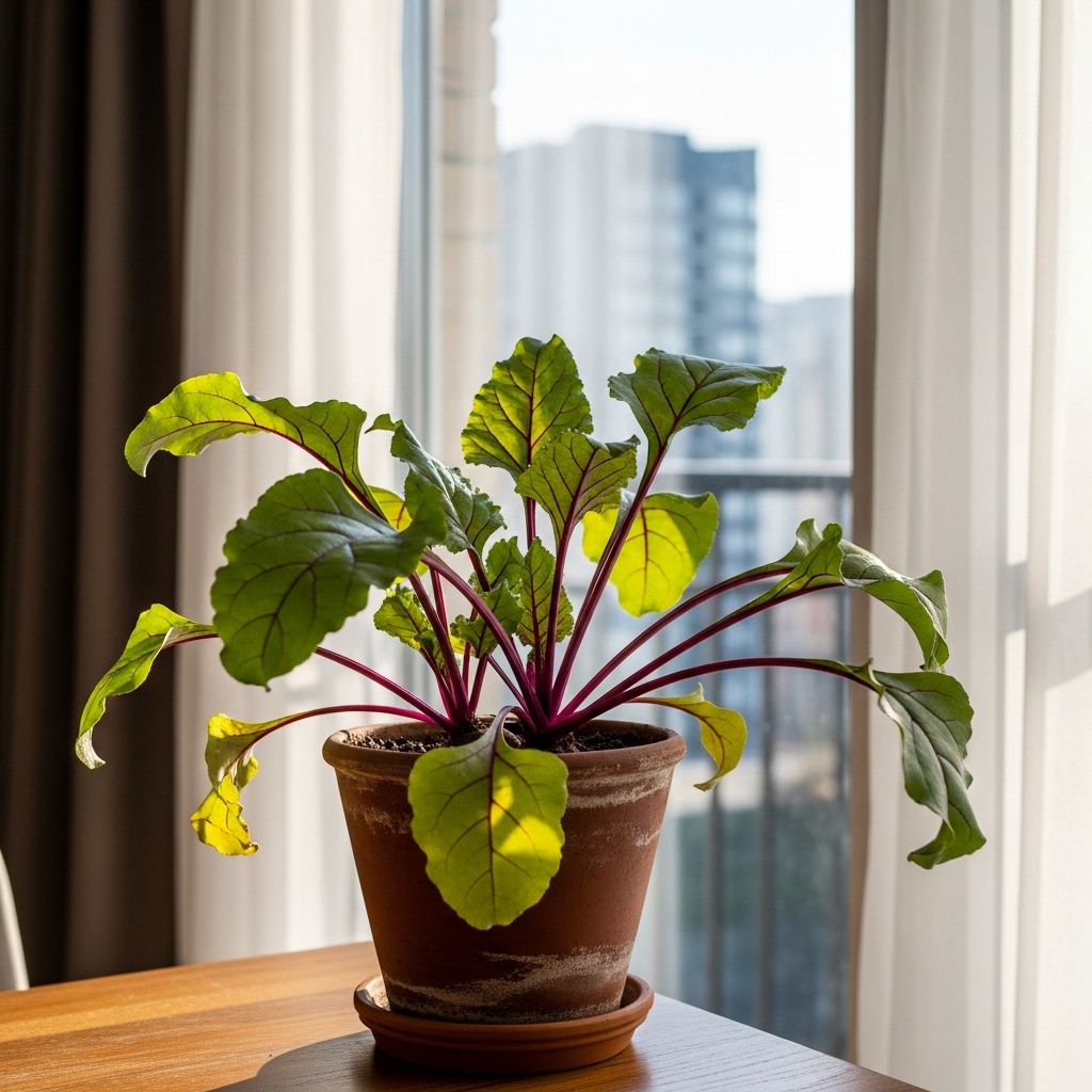 beterraba em vaso no apartamento